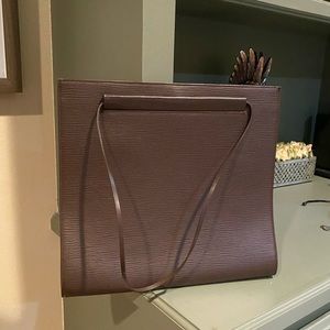 Brown Epi leather LV bag. Portfolio with thin straps